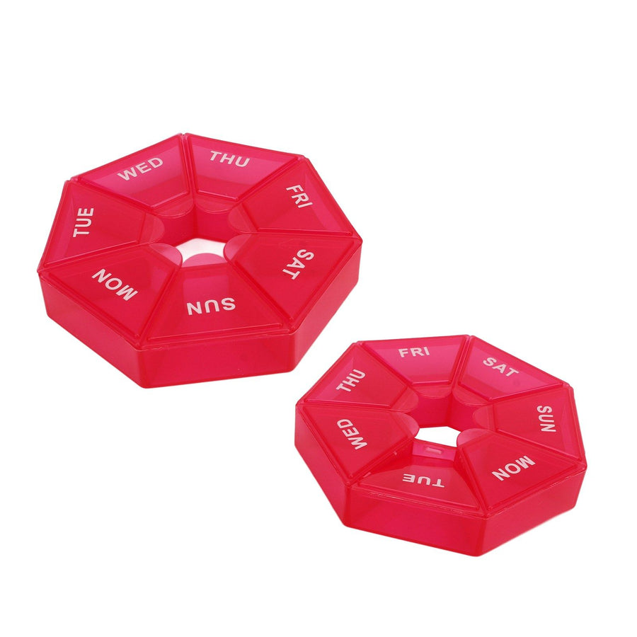 2Pcs 2 Times A Day Weekly Medicine Organizer Box 7 Day Medicine Organizer Small Container Holder Dispenser Red