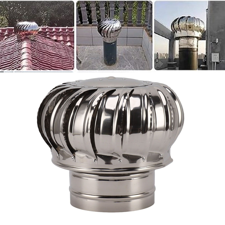 Chimney Rotating Ventilator Cap Stainless Steel Anti Downdraught Chimney Cap with Clamp Thickened 150 Type