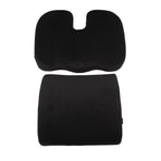 Seat Cushion and Lumbar Support Pillow Black Suede Memory Foam Reduce Tailbone Pressure Chair Pads for Office Car