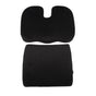 Seat Cushion and Lumbar Support Pillow Black Suede Memory Foam Reduce Tailbone Pressure Chair Pads for Office Car