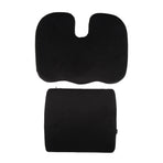 Seat Cushion and Lumbar Support Pillow Black Suede Memory Foam Reduce Tailbone Pressure Chair Pads for Office Car