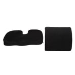 Seat Cushion and Lumbar Support Pillow Black Suede Memory Foam Reduce Tailbone Pressure Chair Pads for Office Car