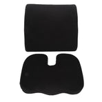 Seat Cushion and Lumbar Support Pillow Black Suede Memory Foam Reduce Tailbone Pressure Chair Pads for Office Car