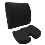 Seat Cushion and Lumbar Support Pillow Black Suede Memory Foam Reduce Tailbone Pressure Chair Pads for Office Car