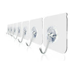 7PCS Adhesive Wall Hook Hole Free Transparent Self Adhesive Towel Coat Hook for Bathroom Door Back