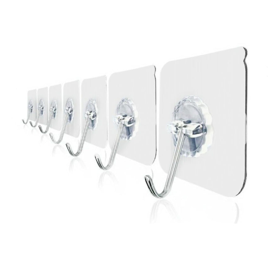 7PCS Adhesive Wall Hook Hole Free Transparent Self Adhesive Towel Coat Hook for Bathroom Door Back