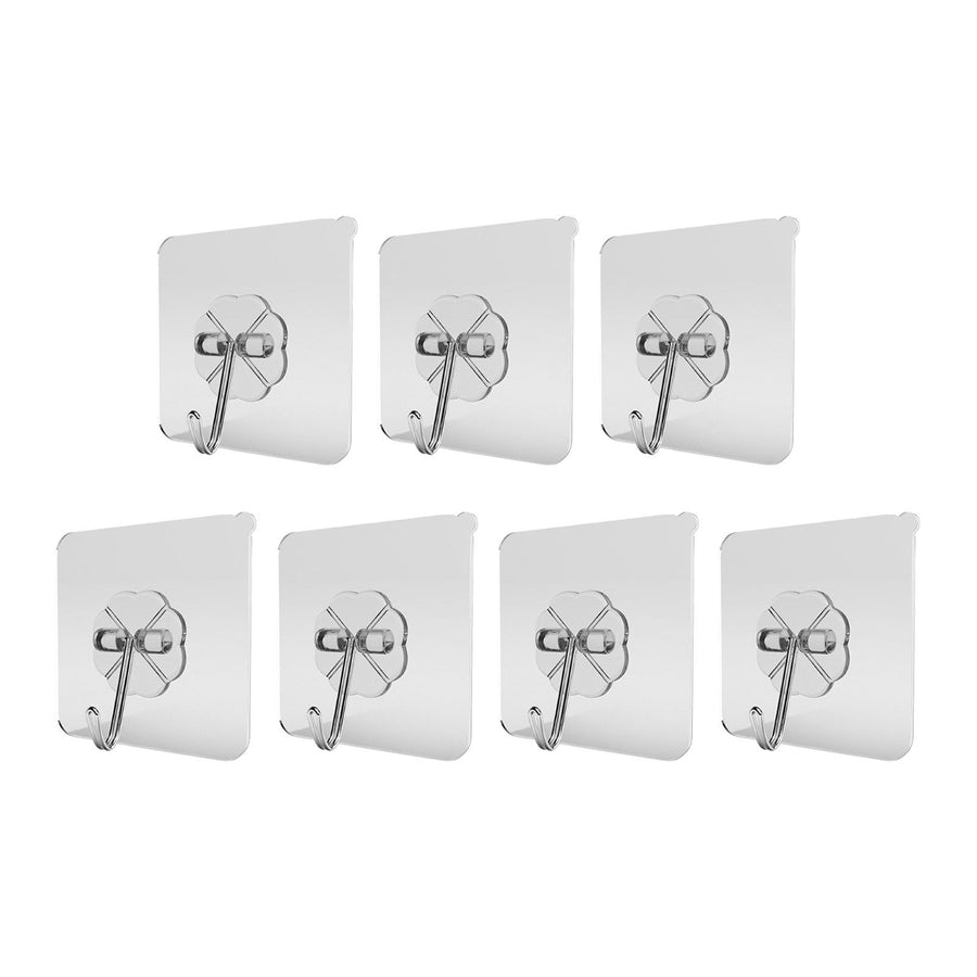 7PCS Adhesive Wall Hook Hole Free Transparent Self Adhesive Towel Coat Hook for Bathroom Door Back