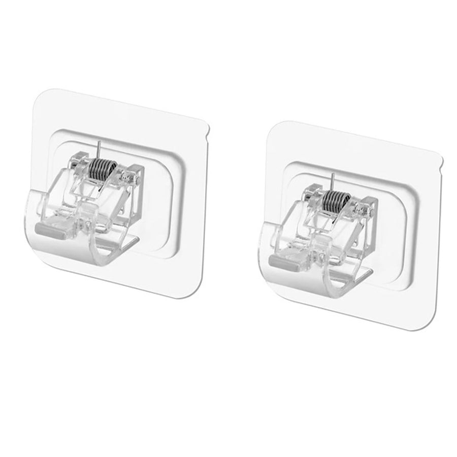 2Pcs Curtain Rod Holder Self Adhesive Transparent Sturdy ABS Adjustable Curtain Pole Bracket for House Office Fixing