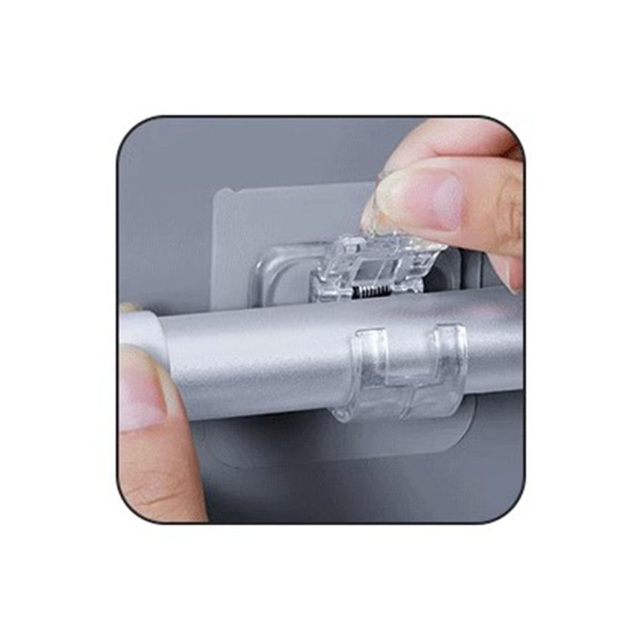 2Pcs Curtain Rod Holder Self Adhesive Transparent Sturdy ABS Adjustable Curtain Pole Bracket for House Office Fixing