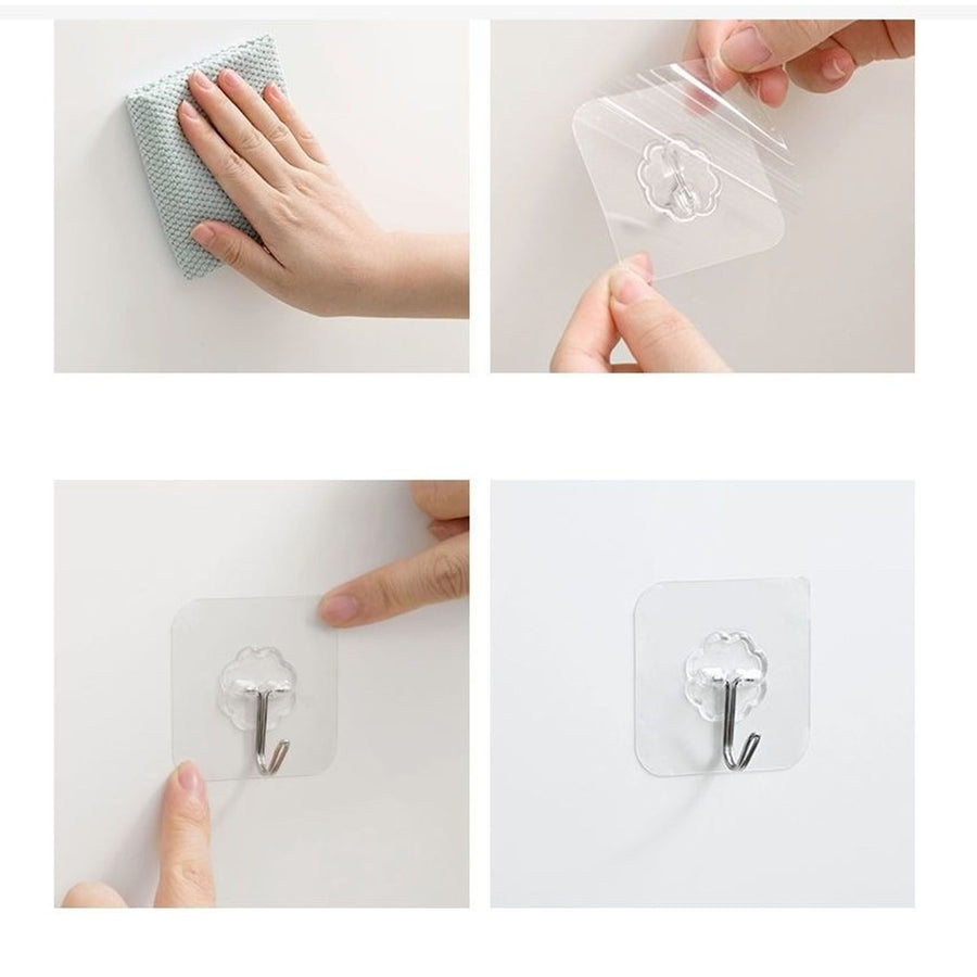 22pcs Self Adhesive Hooks Seamless Transparent Load Bearing 20kg Multifunction Kitchen Wall Hooks Coat Hooks