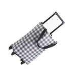 Shopping Cart Foldable Portable Grocery Cart Oxford Fabric Shopping Trolley with Wheels Extendable Handle for Travel Black and White Grid