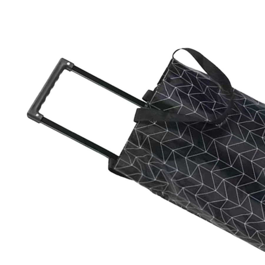 Shopping Cart Foldable Portable Grocery Cart Oxford Fabric Shopping Trolley with Wheels Extendable Handle for Travel Black Line