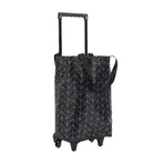 Shopping Cart Foldable Portable Grocery Cart Oxford Fabric Shopping Trolley with Wheels Extendable Handle for Travel Black Line