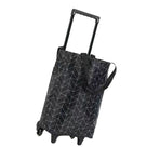 Shopping Cart Foldable Portable Grocery Cart Oxford Fabric Shopping Trolley with Wheels Extendable Handle for Travel Black Line