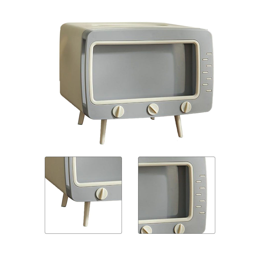 TV Shaped Tissue Box Multifunctional Fashionable Cute Napkin Box Desktop Decoration for Room Bathroom Kitchen Dining White