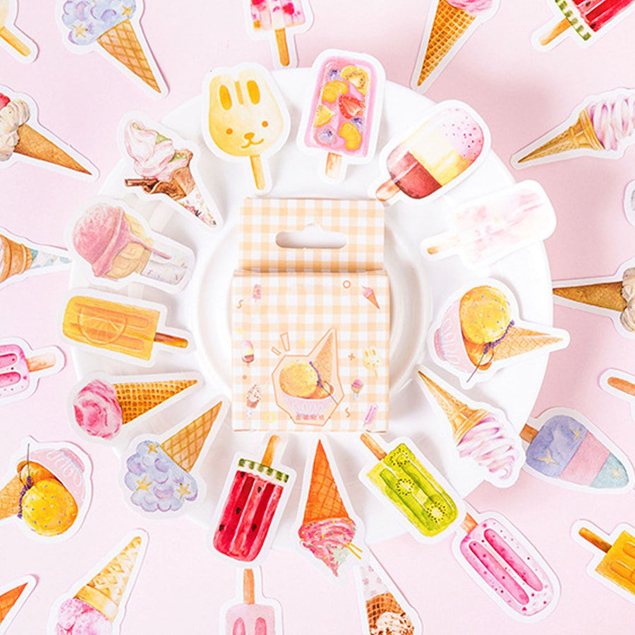 Ice Cream Stickers Self Adhesive DIY Decorative Ice Cream Decal for Envelope Card Making