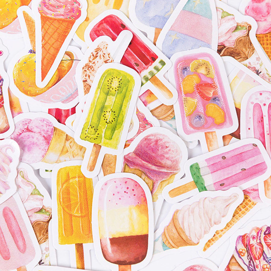 Ice Cream Stickers Self Adhesive DIY Decorative Ice Cream Decal for Envelope Card Making