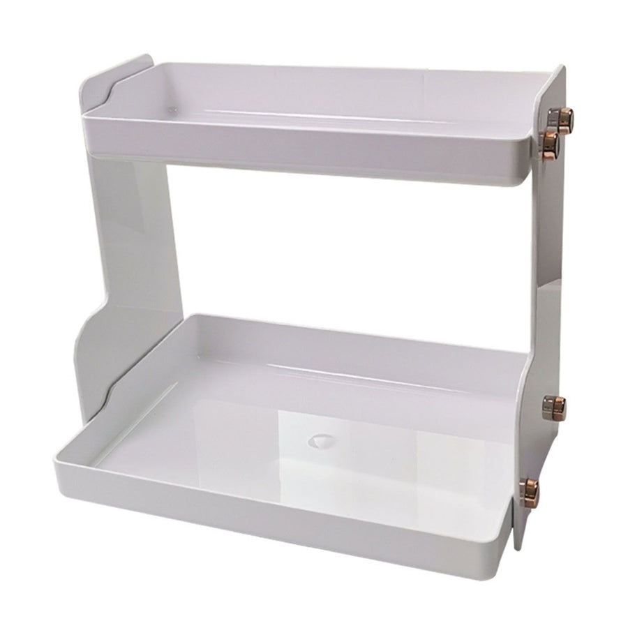 Desktop Storage Rack Double Layer Space Saving Multifunctional Desk Organizer for Dormitory Office White