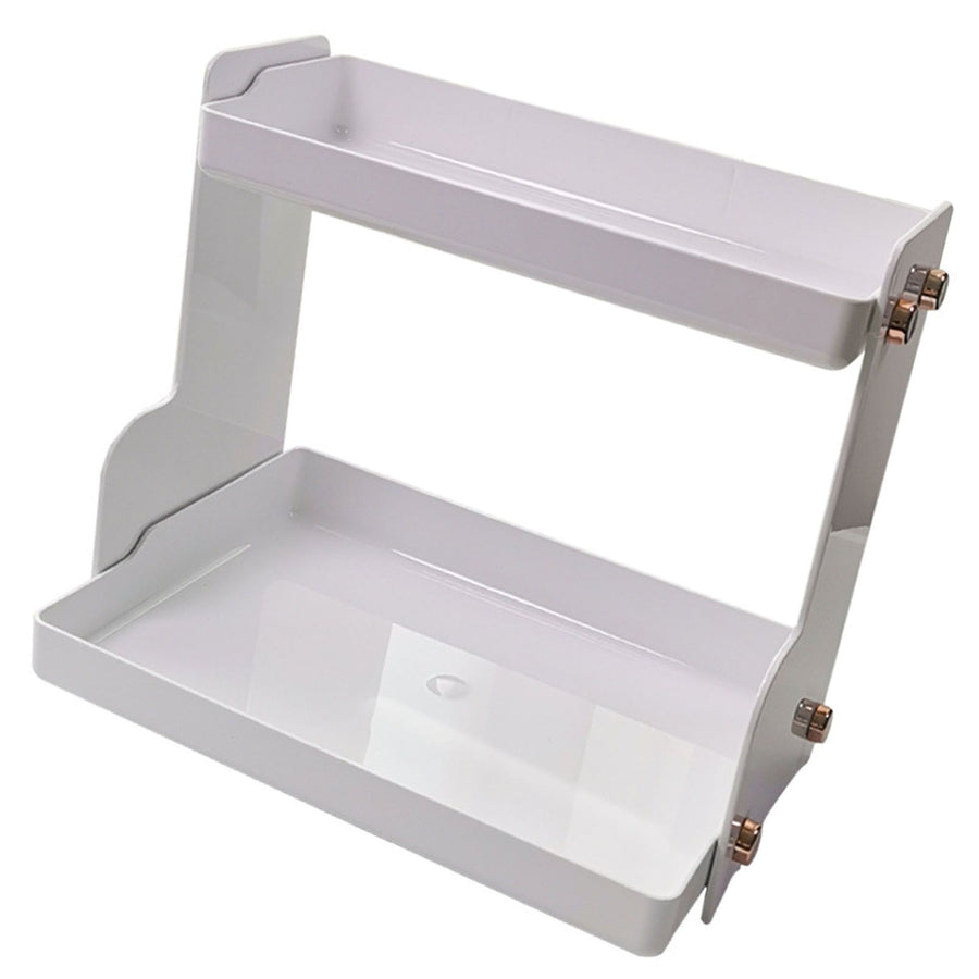Desktop Storage Rack Double Layer Space Saving Multifunctional Desk Organizer for Dormitory Office White