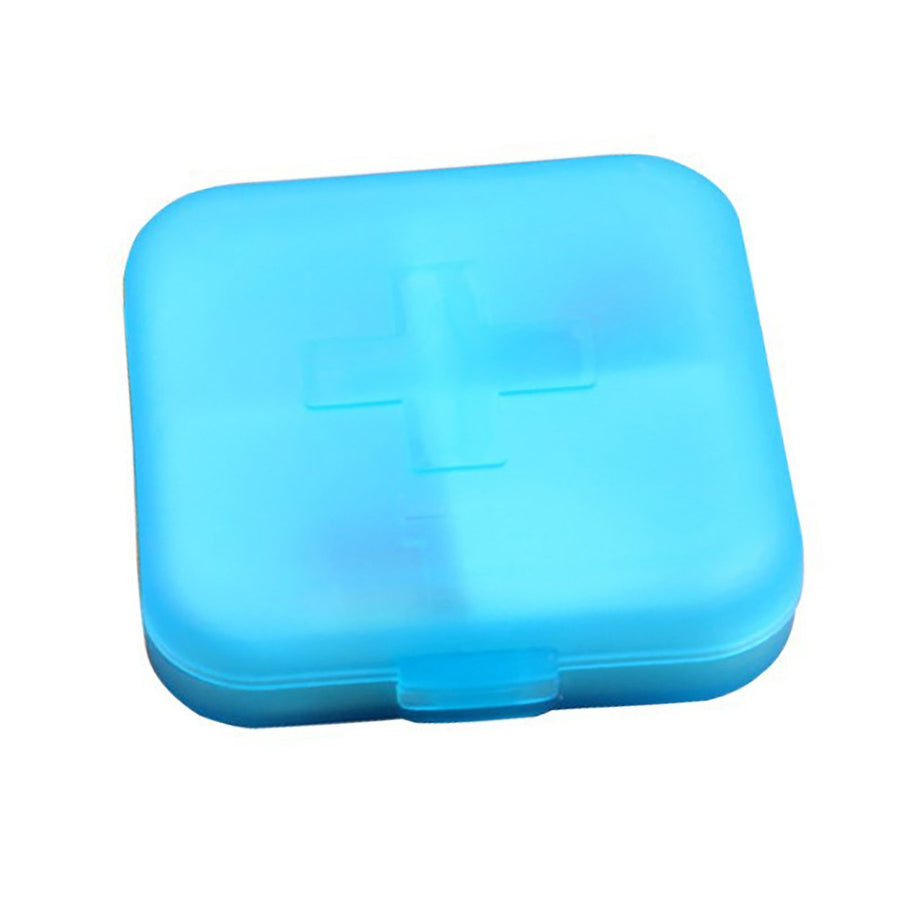 Travel Medicine Organizer Plastic Portable Mini Daily Medicine Case Capsules Container with 4 Compartments for Fish Oil Vitamins Supplements