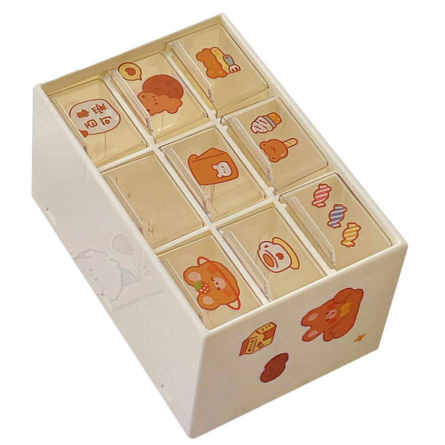 Desktop Storage Drawers Dustproof Beige 9 Drawers Small Drawer Organizer for Office Supplies Pencils Markers Tape