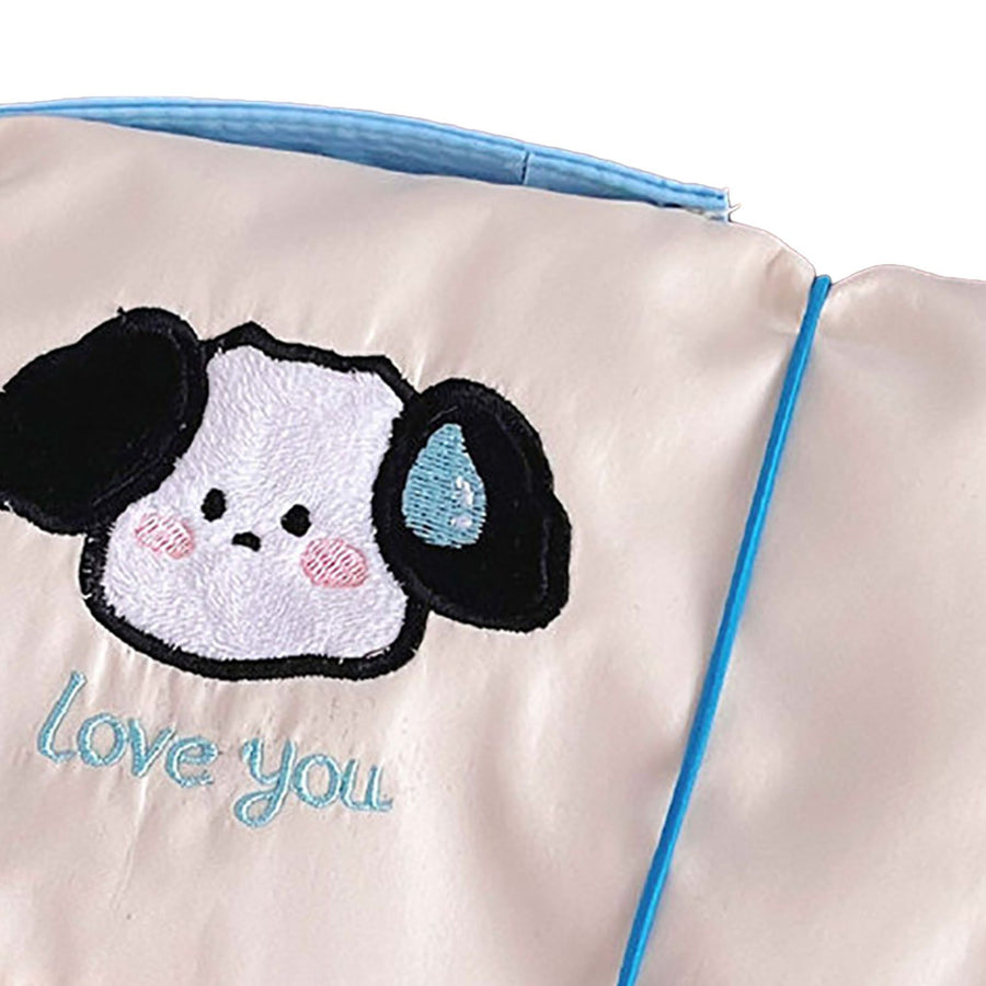 Roll Up Makeup Bag for Women Travel Cosmetic Bag Portable Toiletry Bag 4 Separate Compartments Dog Pattern Blue