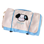 Roll Up Makeup Bag for Women Travel Cosmetic Bag Portable Toiletry Bag 4 Separate Compartments Dog Pattern Blue