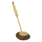 Long Handle Steel Wool Scrubber Deep Clean Rustproof Stainless Steel Dish Scrubber Brush for Pots Pans Grills Gold