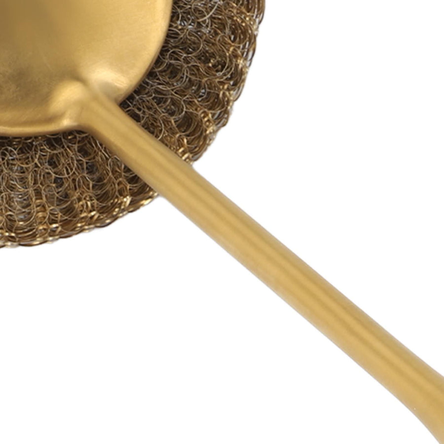 Long Handle Steel Wool Scrubber Deep Clean Rustproof Stainless Steel Dish Scrubber Brush for Pots Pans Grills Gold