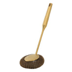 Long Handle Steel Wool Scrubber Deep Clean Rustproof Stainless Steel Dish Scrubber Brush for Pots Pans Grills Gold