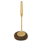 Long Handle Steel Wool Scrubber Deep Clean Rustproof Stainless Steel Dish Scrubber Brush for Pots Pans Grills Gold