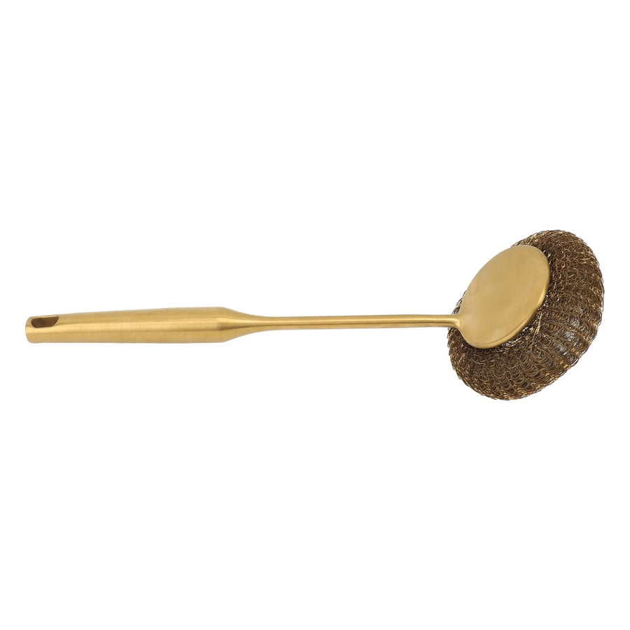 Long Handle Steel Wool Scrubber Deep Clean Rustproof Stainless Steel Dish Scrubber Brush for Pots Pans Grills Gold