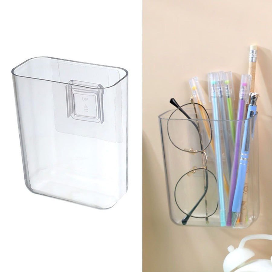 Wall Mount Organizer Sturdy Plastic Transparent Design Easy to Install Wall Remote Holder for Bedroom Living Room Small(4.7x4.0x2.0in)