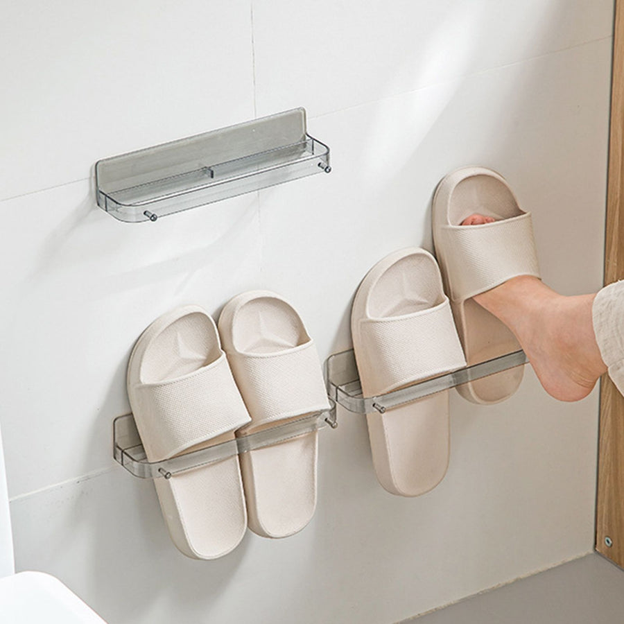 Slippers Drain Storage Rack Multipurpose Punch Free Waterproof Space Saving Wall Mounted Shoes Rack for Bathroom Toilet