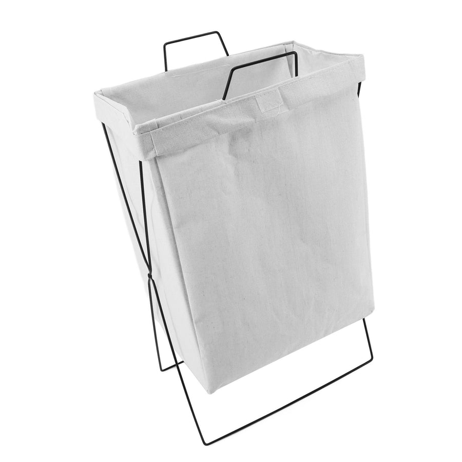 Laundry Basket with X Metal Frame Collapsible Laundry Hamper Standing Tall Rectangle Ample Capacity Dirty Clothes Organizer White S