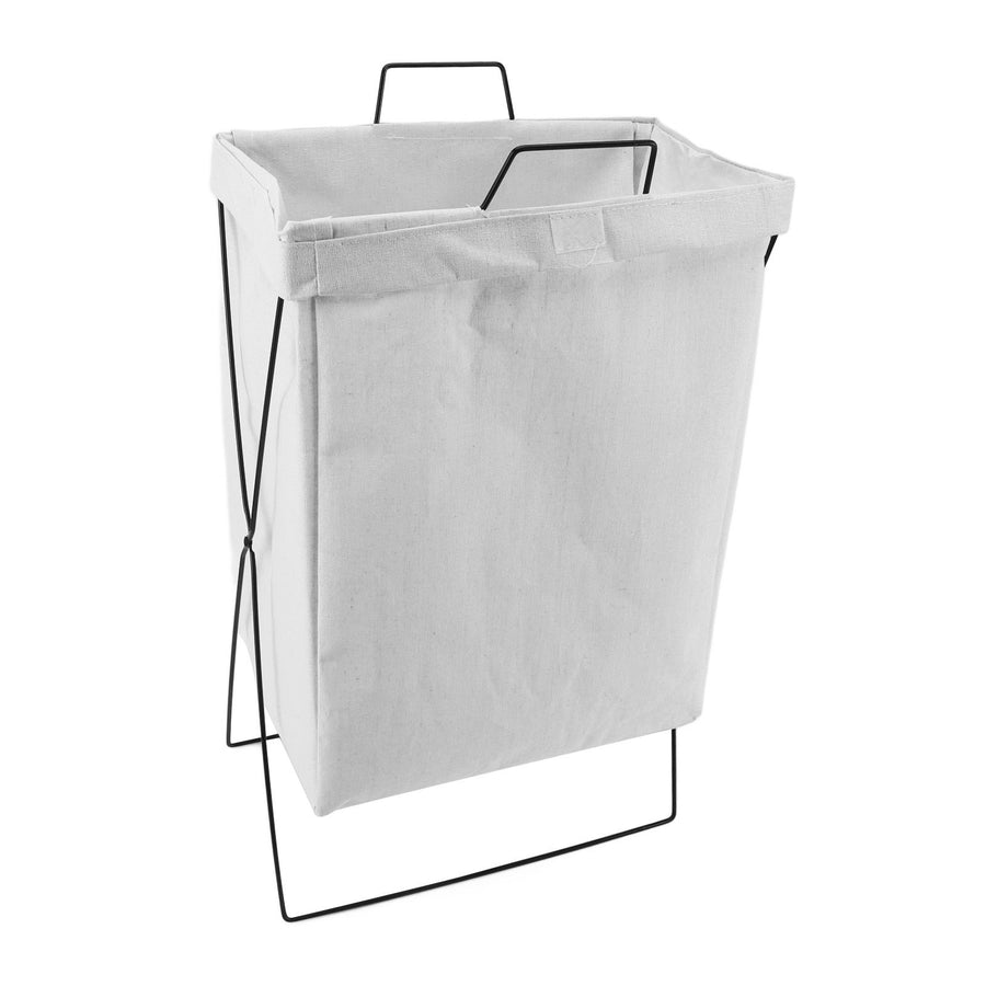 Laundry Basket with X Metal Frame Collapsible Laundry Hamper Standing Tall Rectangle Ample Capacity Dirty Clothes Organizer White S