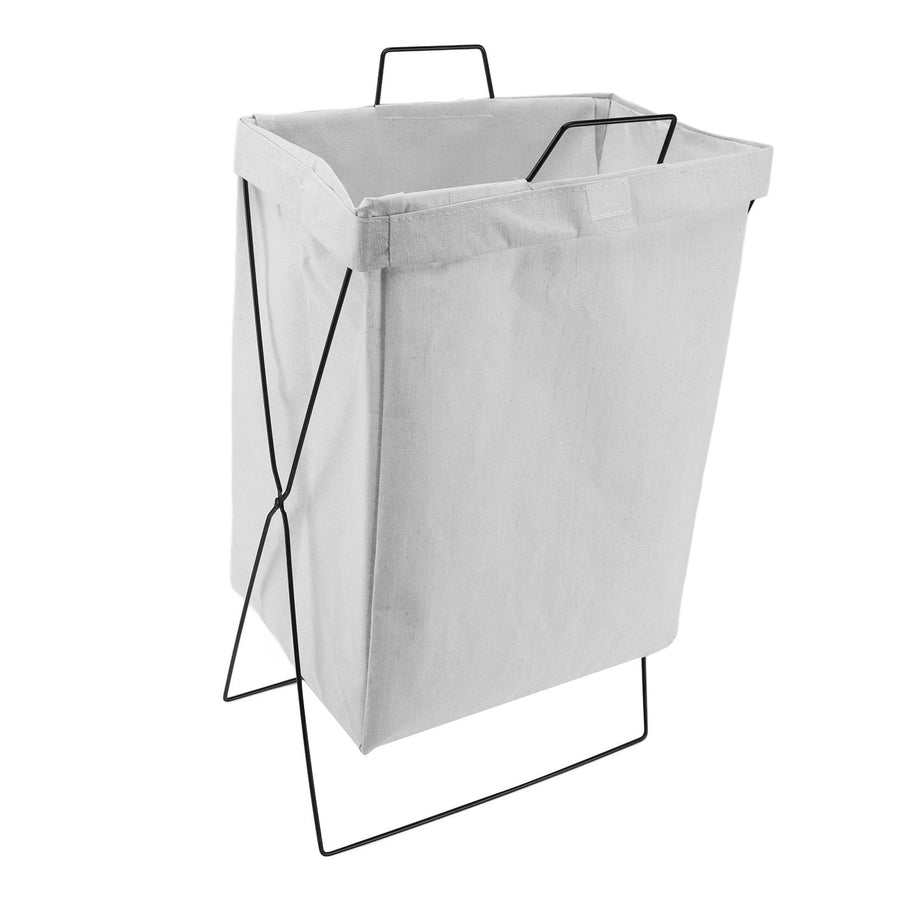 Laundry Basket with X Metal Frame Collapsible Laundry Hamper Standing Tall Rectangle Ample Capacity Dirty Clothes Organizer White S