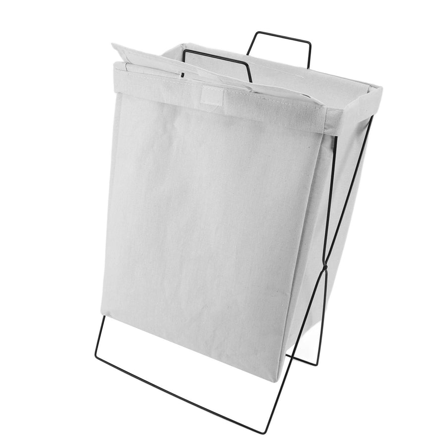 Laundry Basket with X Metal Frame Collapsible Laundry Hamper Standing Tall Rectangle Ample Capacity Dirty Clothes Organizer White S