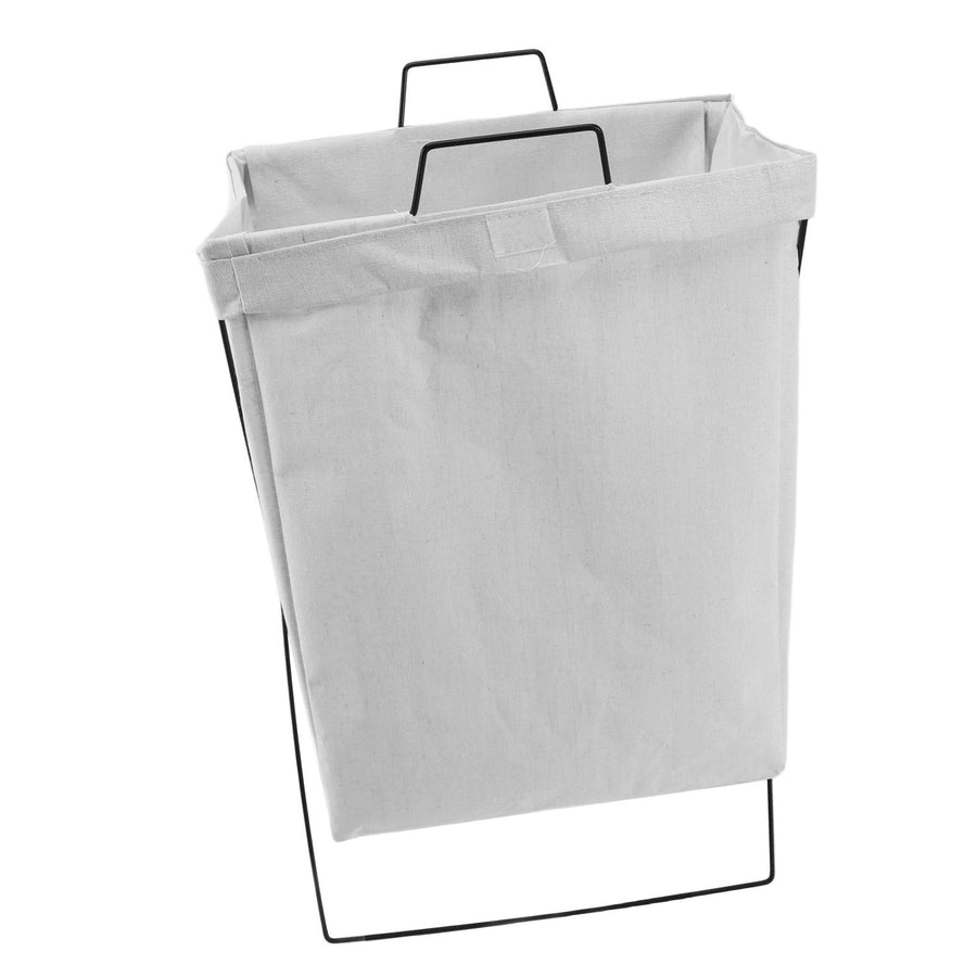 Laundry Basket with X Metal Frame Collapsible Laundry Hamper Standing Tall Rectangle Ample Capacity Dirty Clothes Organizer White S