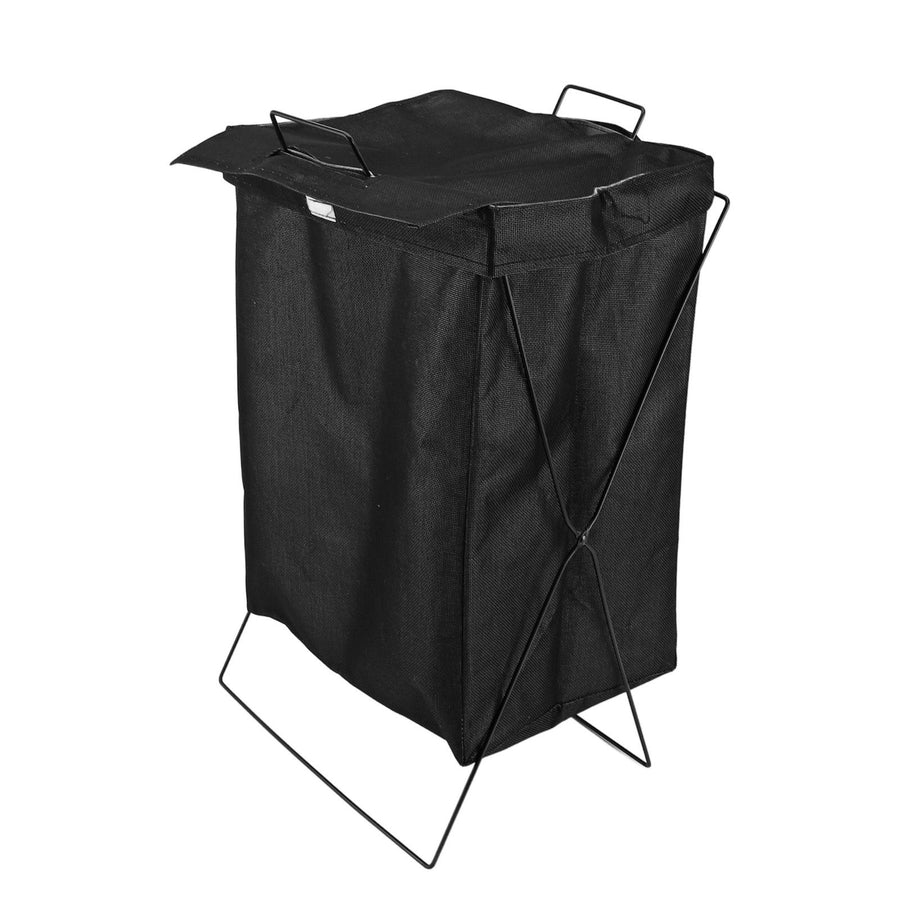 Laundry Basket with X Metal Frame Collapsible Laundry Hamper Standing Tall Rectangle Ample Capacity Dirty Clothes Organizer Black S