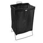 Laundry Basket with X Metal Frame Collapsible Laundry Hamper Standing Tall Rectangle Ample Capacity Dirty Clothes Organizer Black S