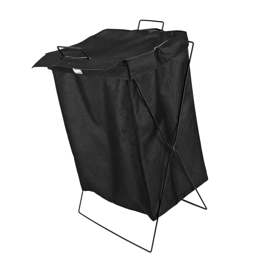 Laundry Basket with X Metal Frame Collapsible Laundry Hamper Standing Tall Rectangle Ample Capacity Dirty Clothes Organizer Black S