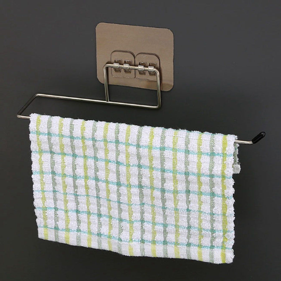 Towel Holder Wall Hanging Disposable Dishcloth Rack Stainless Steel Paper Towel Bar for Kitchen Bathroom