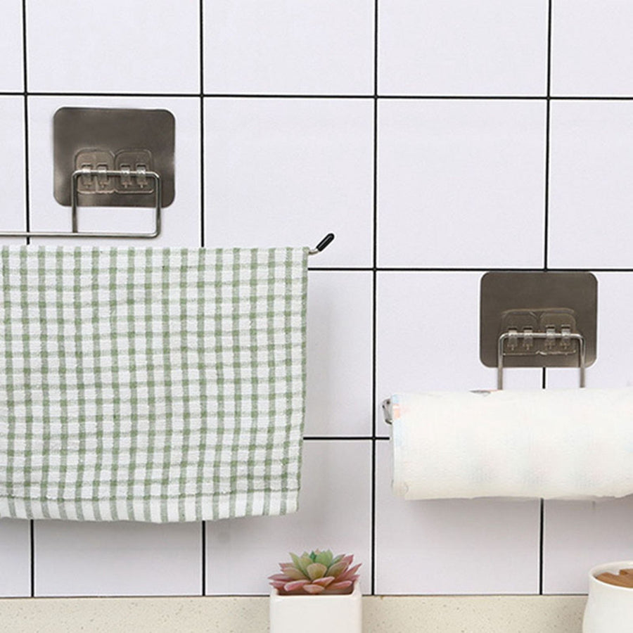 Towel Holder Wall Hanging Disposable Dishcloth Rack Stainless Steel Paper Towel Bar for Kitchen Bathroom