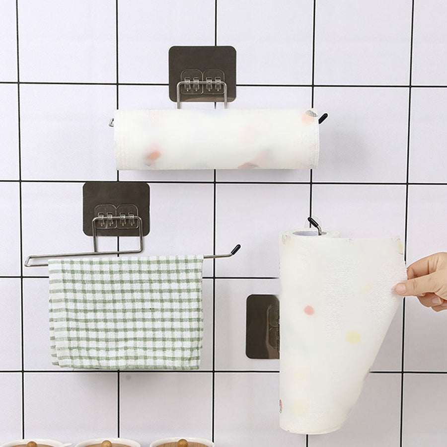 Towel Holder Wall Hanging Disposable Dishcloth Rack Stainless Steel Paper Towel Bar for Kitchen Bathroom