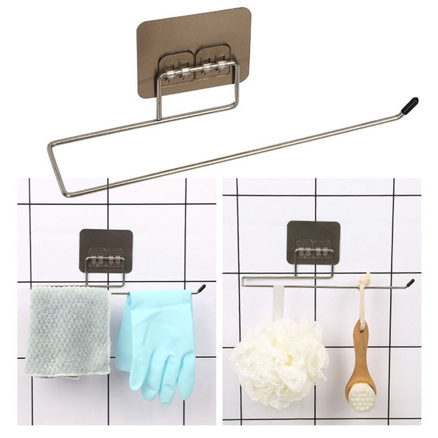 Towel Holder Wall Hanging Disposable Dishcloth Rack Stainless Steel Paper Towel Bar for Kitchen Bathroom
