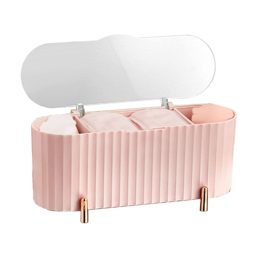 Dustproof Makeup Organizer Box Plastic Cotton Swab Pad Storage Container with Lid For Bathroom Home