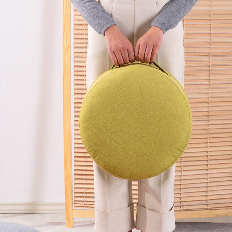 Floor Pillow 20cm Thickness Cotton Fabric Soft Comfortable Detachable Round Floor Cushion for Home Indoor Grass Green Diameter 36cm (Adult Style)