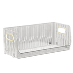 Desktop Storage Box with Handle Plastic Stackable Cosmetic Display Case Countertop Organizer Tray for Coffee Mug Snacks