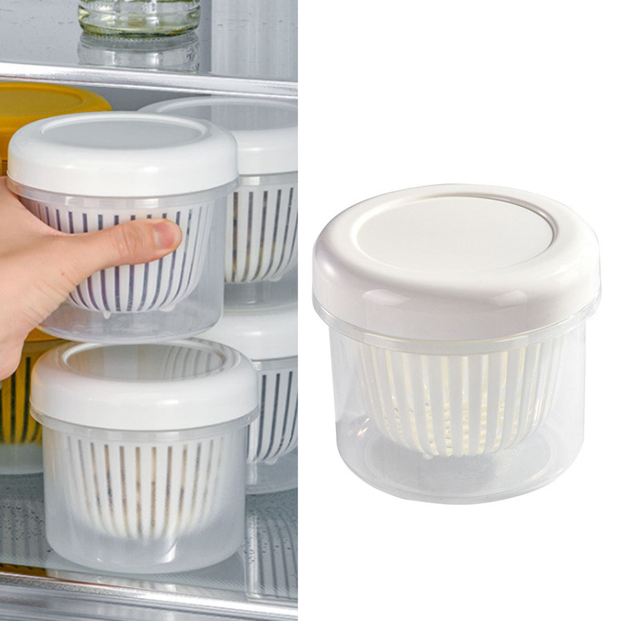 Garlic Drain Sealed Box Multifunction Round Transparent Food Storage Containers with Drain Basket for Onion Ginger Garlic